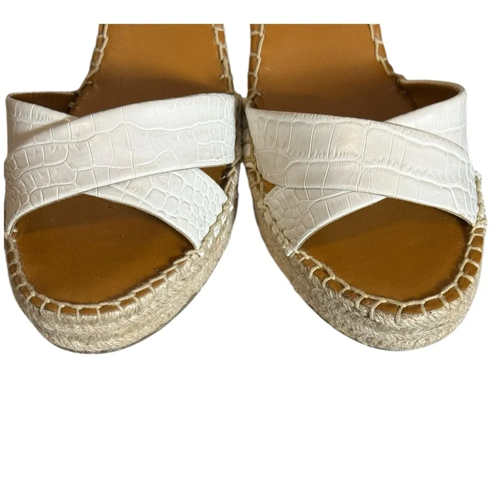 Franco Sarto White Croc-Embossed Espadrilles 7